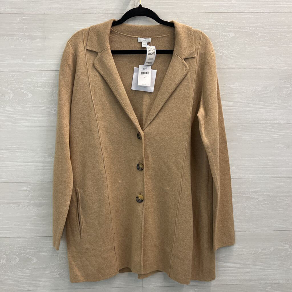 J Jill Brown Knit Blazer Cardigan Sweater Medium