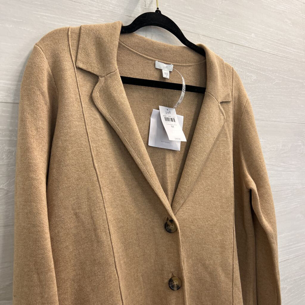 J Jill Brown Knit Blazer Cardigan Sweater Medium