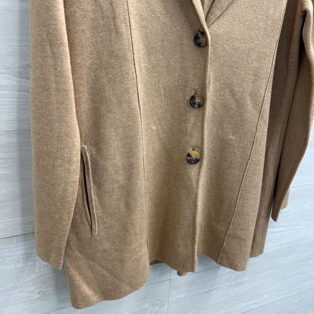J Jill Brown Knit Blazer Cardigan Sweater Medium
