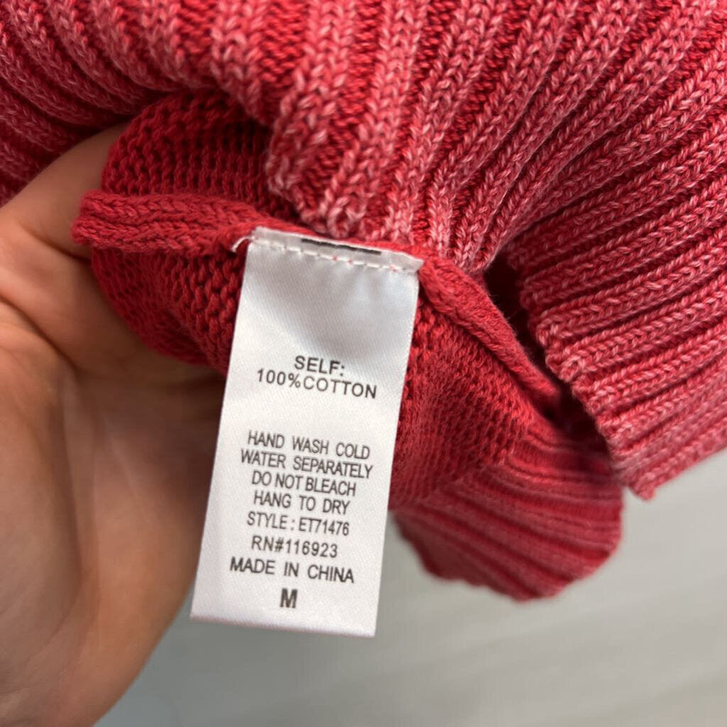 Artistic Works by Lu Pinkish Red Cable Knit Short Sleeve Boxy Sweater Top Medium