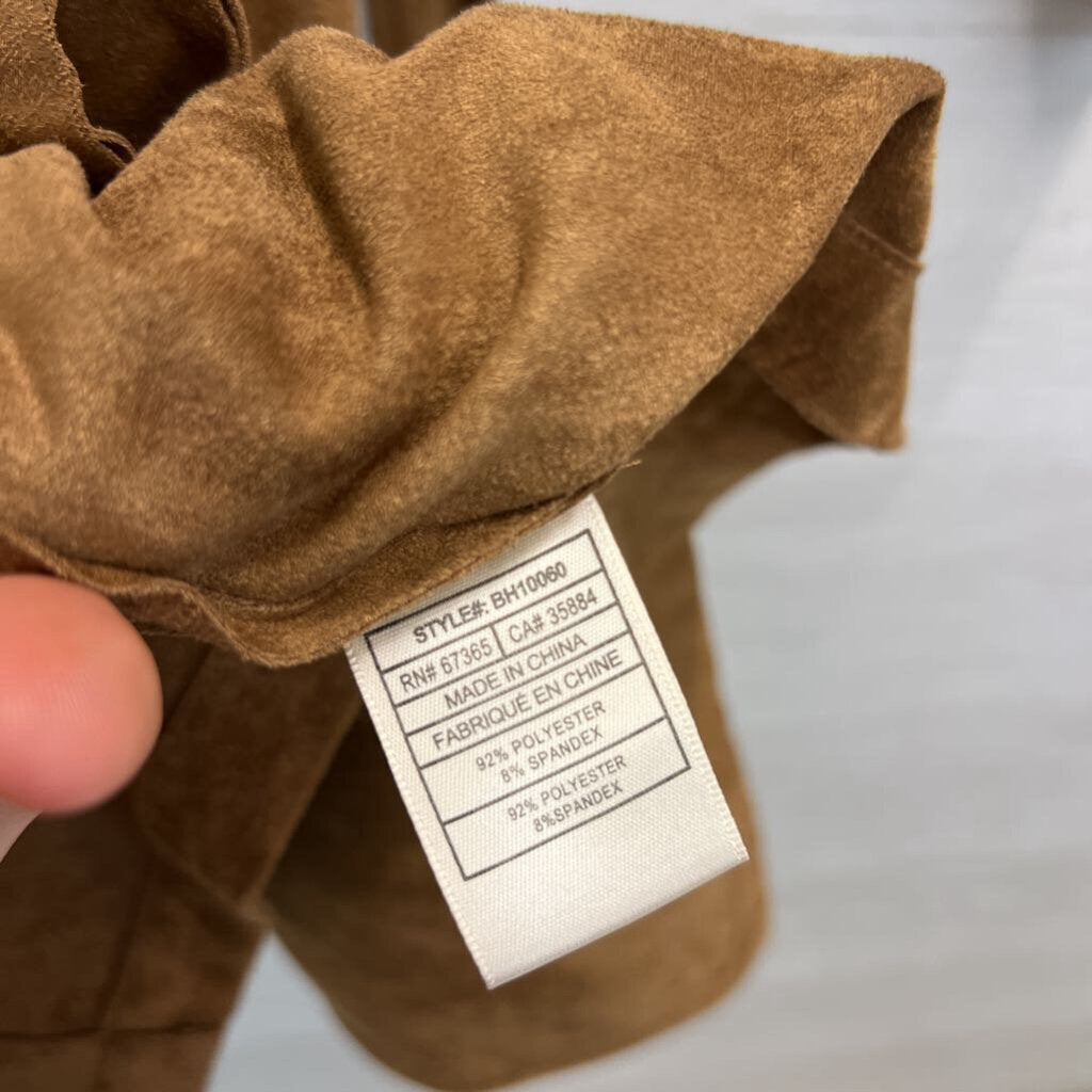 BB Dakota Brown Suede Open Front Long Jacket Meidum