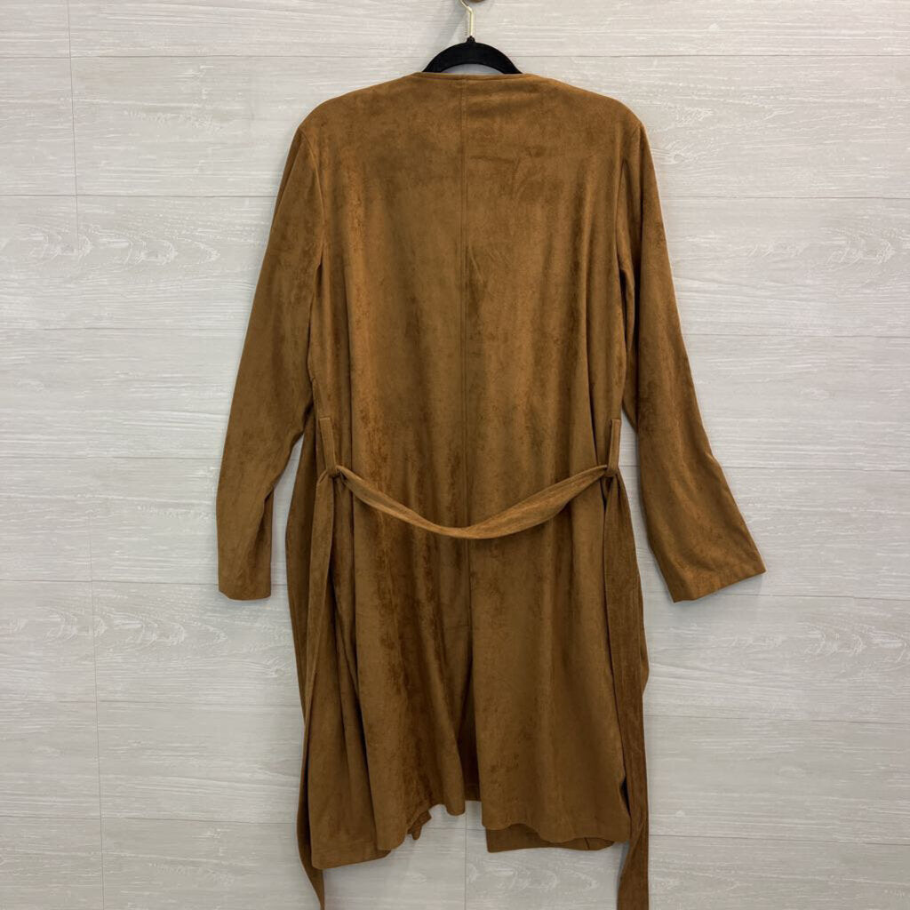 BB Dakota Brown Suede Open Front Long Jacket Meidum
