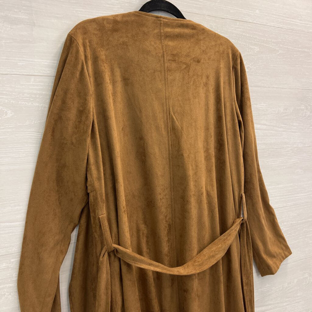 BB Dakota Brown Suede Open Front Long Jacket Meidum