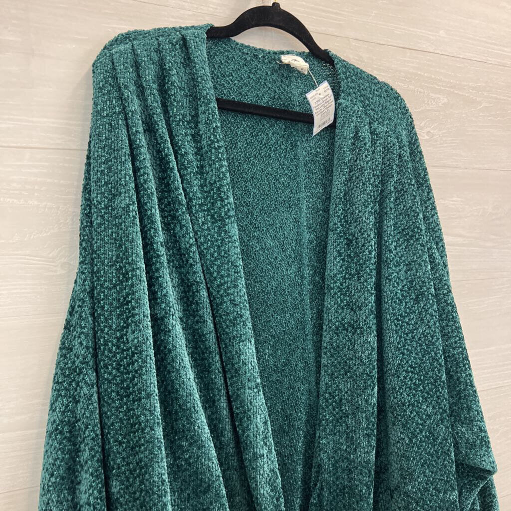Flawless Green Soft Knit Long Sleeve Slouchy Open Front Cardigan Medium