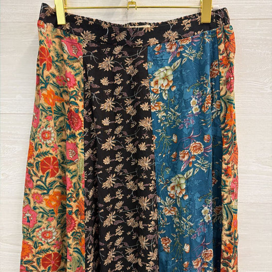 Natural Life Blue/ Muti Floral Print Maxi Skirt Medium