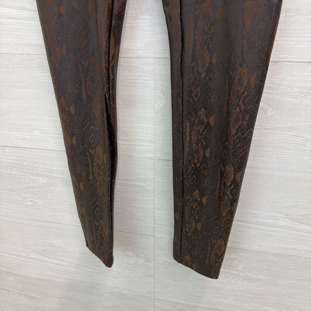 Spanx Brown/ Black Faux Leather Snakeskin Print Leggings Extra Large