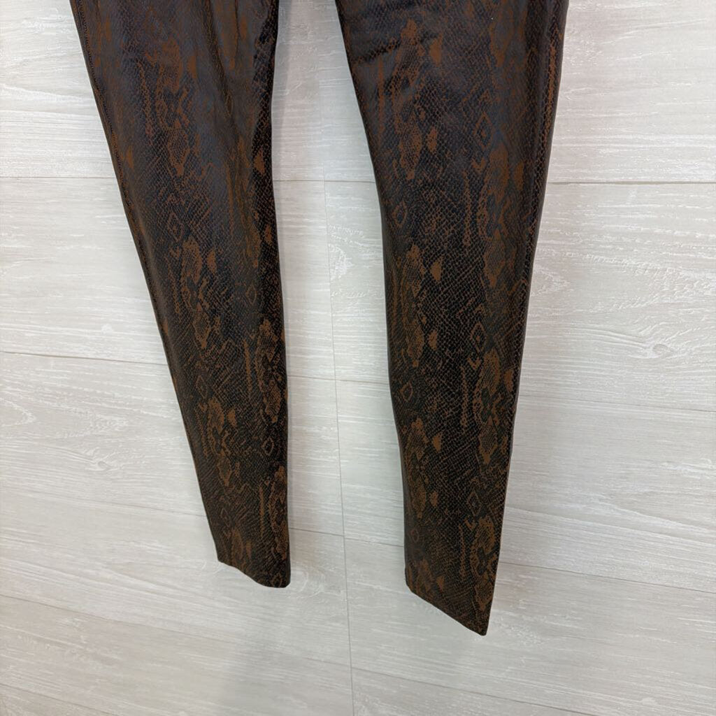 Spanx Brown/ Black Faux Leather Snakeskin Print Leggings Extra Large