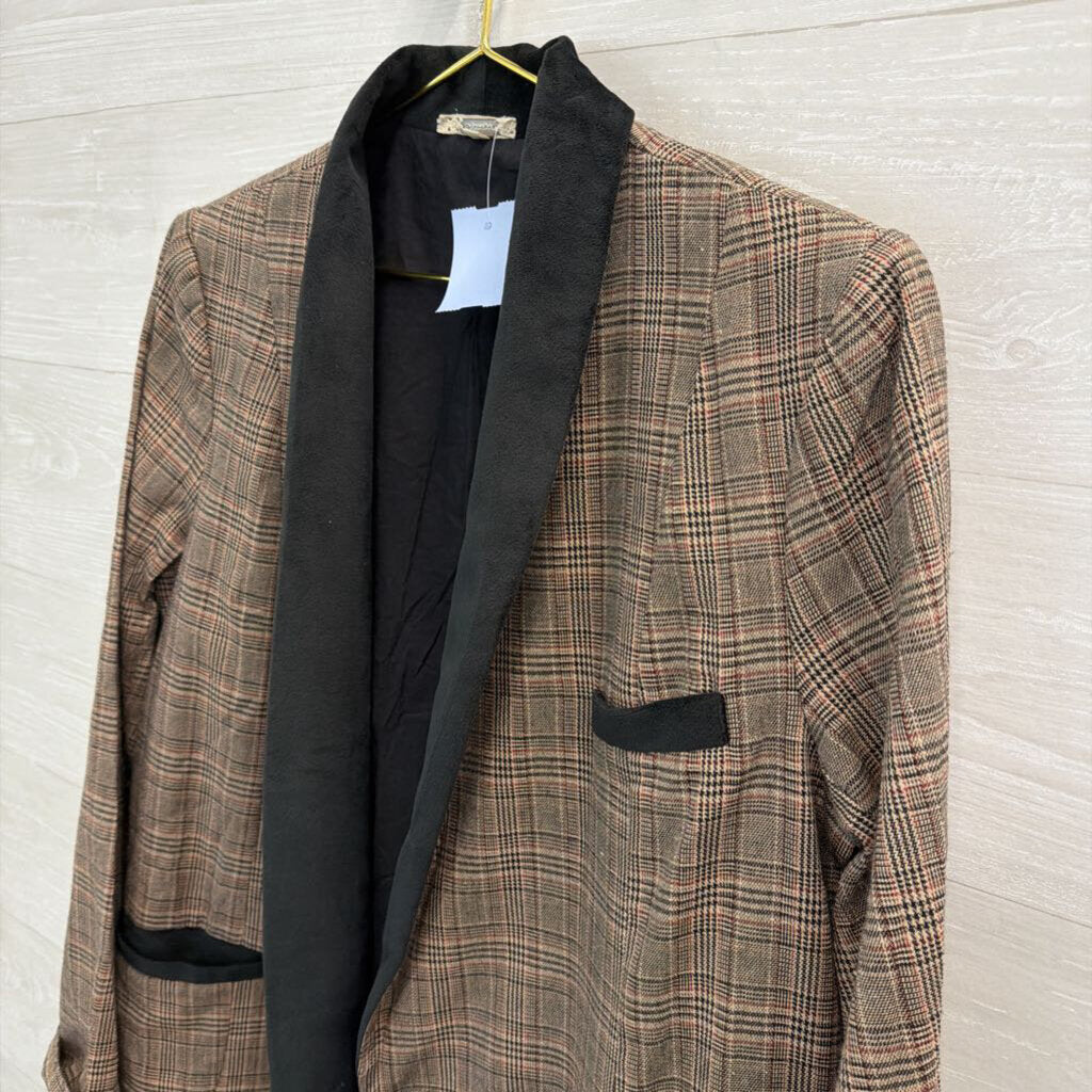 Gimmicks Brown/ Black Plaid Blazer Jacket Large