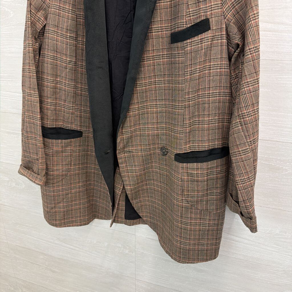 Gimmicks Brown/ Black Plaid Blazer Jacket Large