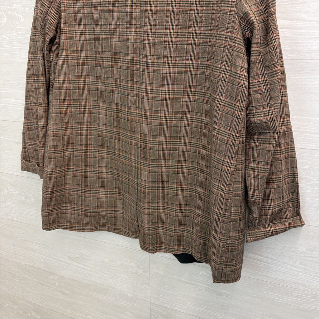 Gimmicks Brown/ Black Plaid Blazer Jacket Large