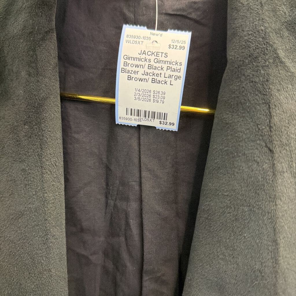 Gimmicks Brown/ Black Plaid Blazer Jacket Large