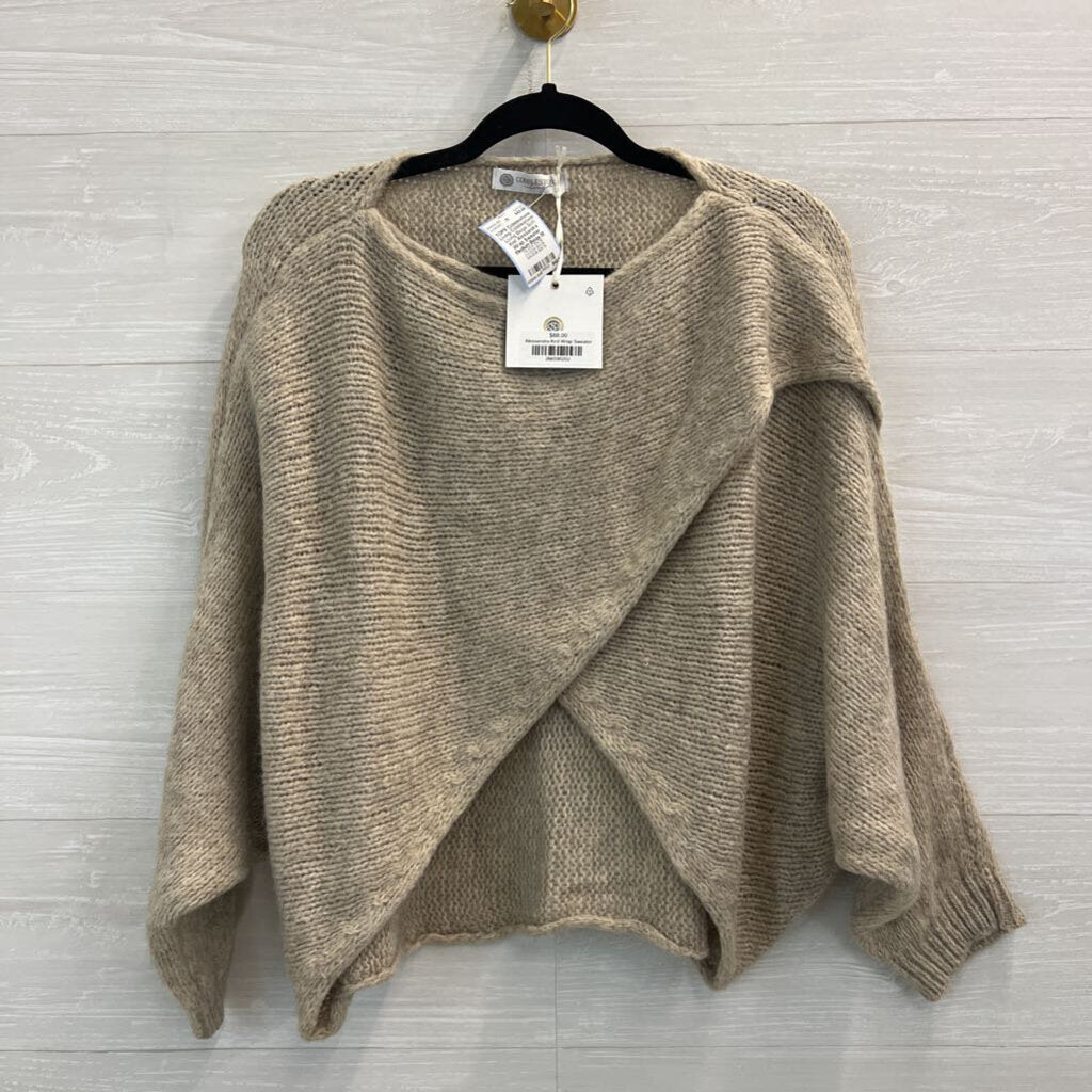 Cobblestone Living Beige Soft Knit Alessandra Wrap Sweater Medium