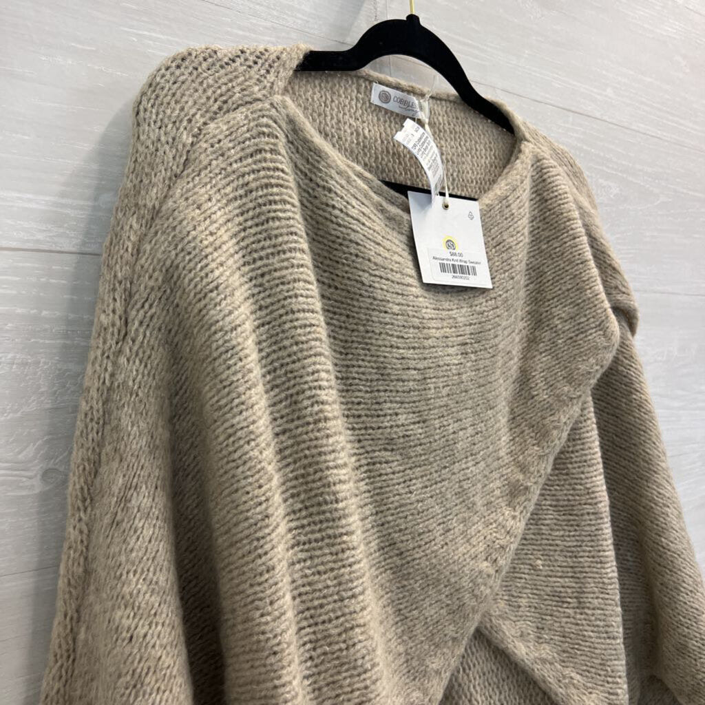 Cobblestone Living Beige Soft Knit Alessandra Wrap Sweater Medium