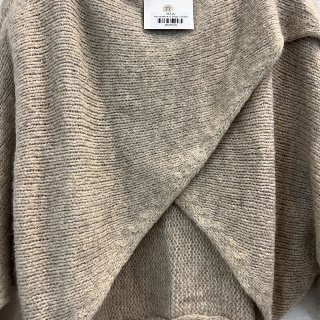 Cobblestone Living Beige Soft Knit Alessandra Wrap Sweater Medium