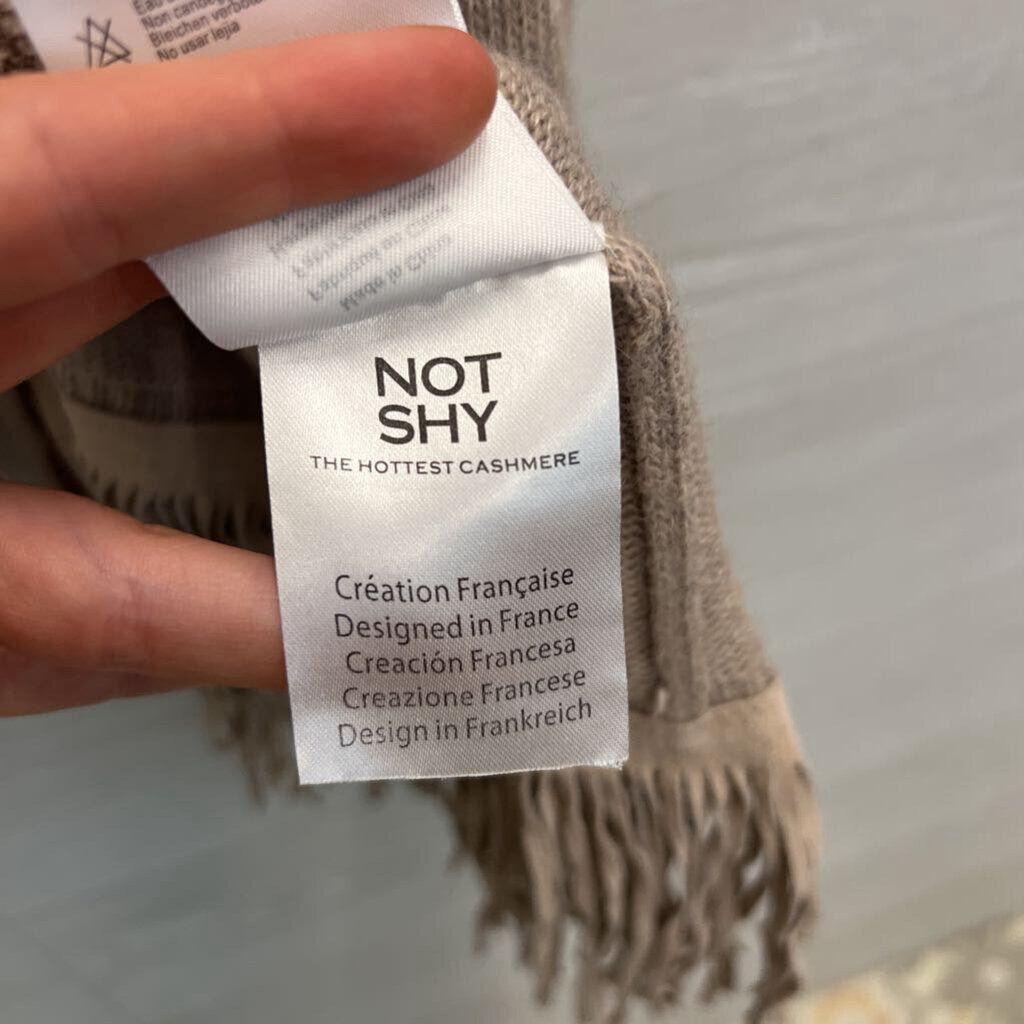 Not Shy Beige Knit Long Sleeve Open Front Fringe Hem Sweater Small/ Medium