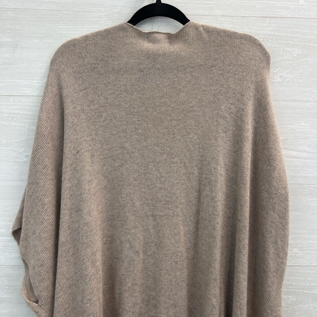 Not Shy Beige Knit Long Sleeve Open Front Fringe Hem Sweater Small/ Medium