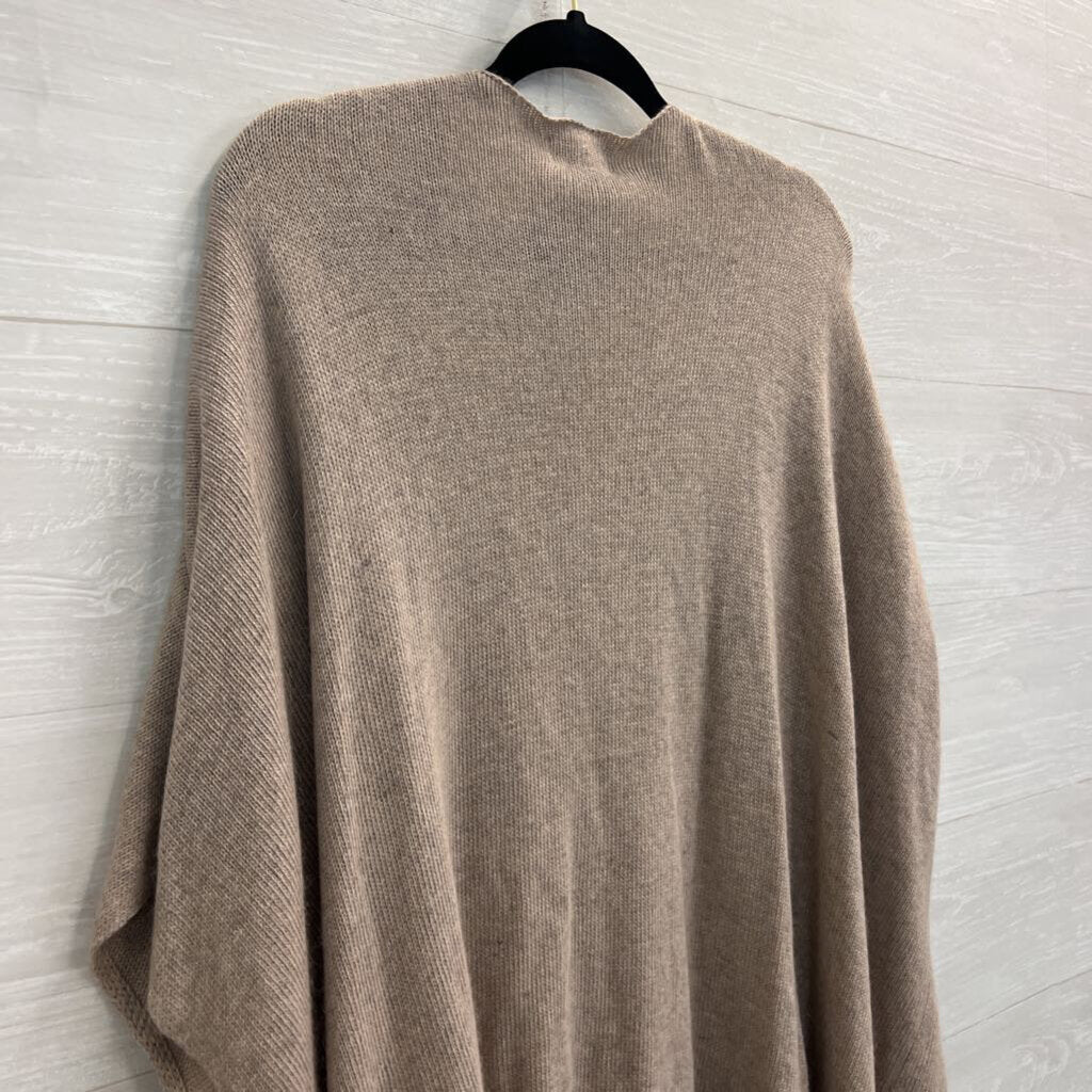 Not Shy Beige Knit Long Sleeve Open Front Fringe Hem Sweater Small/ Medium