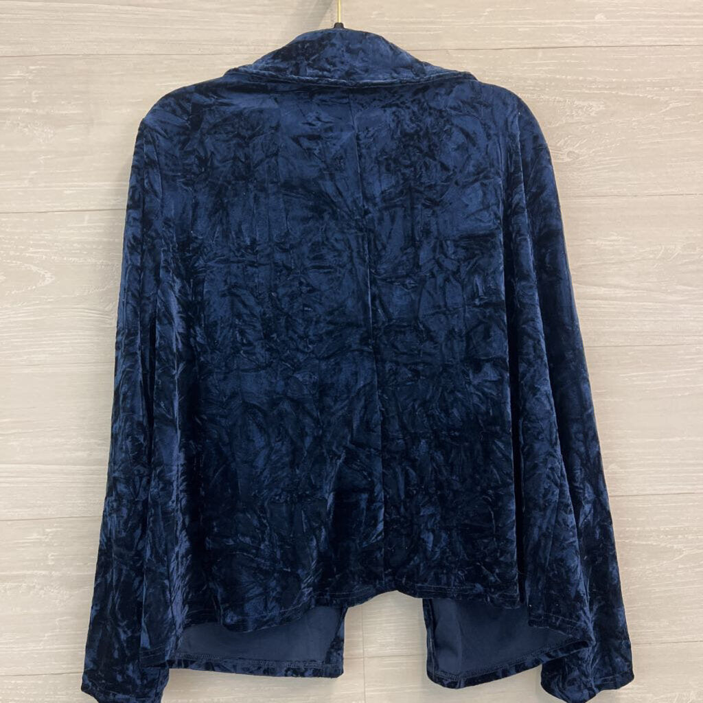 Natural Life Blue Velvet Open Front Blazer Jacket Large/ Extra Large