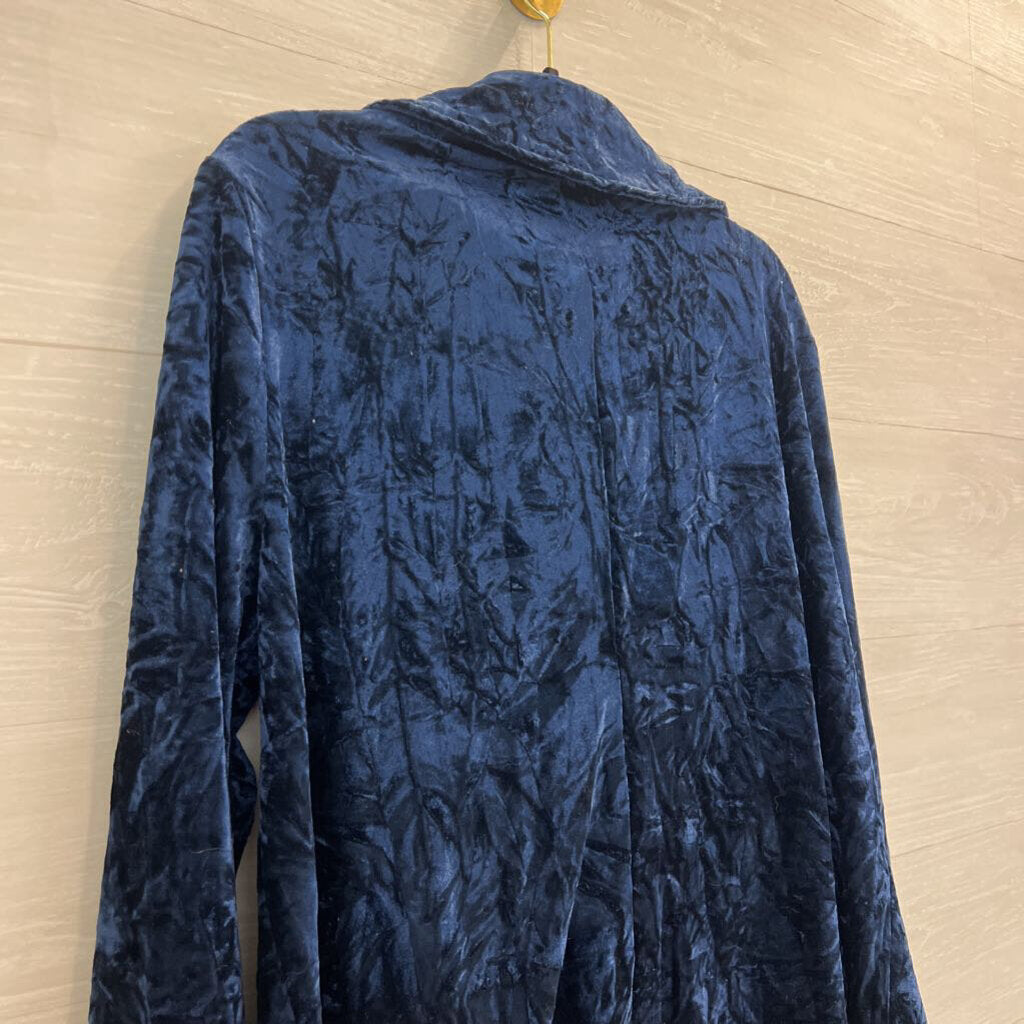 Natural Life Blue Velvet Open Front Blazer Jacket Large/ Extra Large