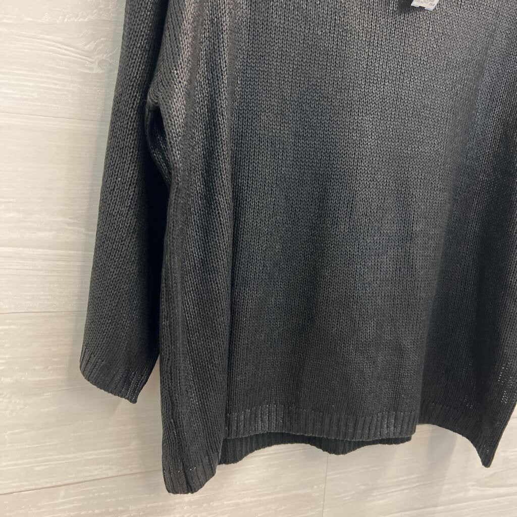 Chelsea and Theodore Black Coated Knit Sweater Top Large