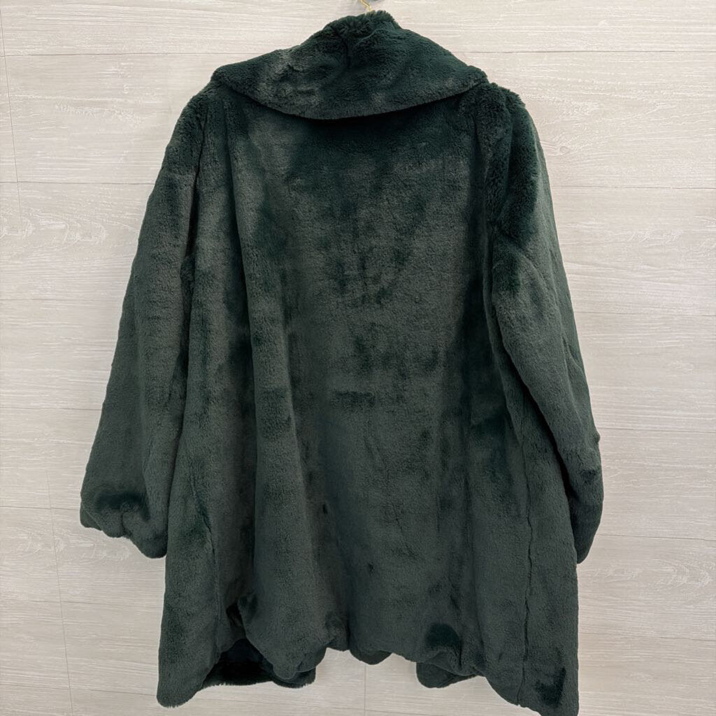 BCBG Green Faux Fur Long Jacket Extra Large