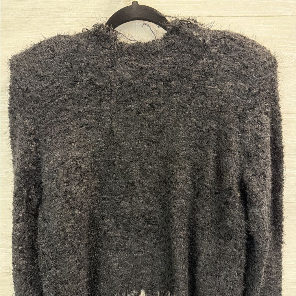 Vici Black Textured Knit Sweater Jacket Large