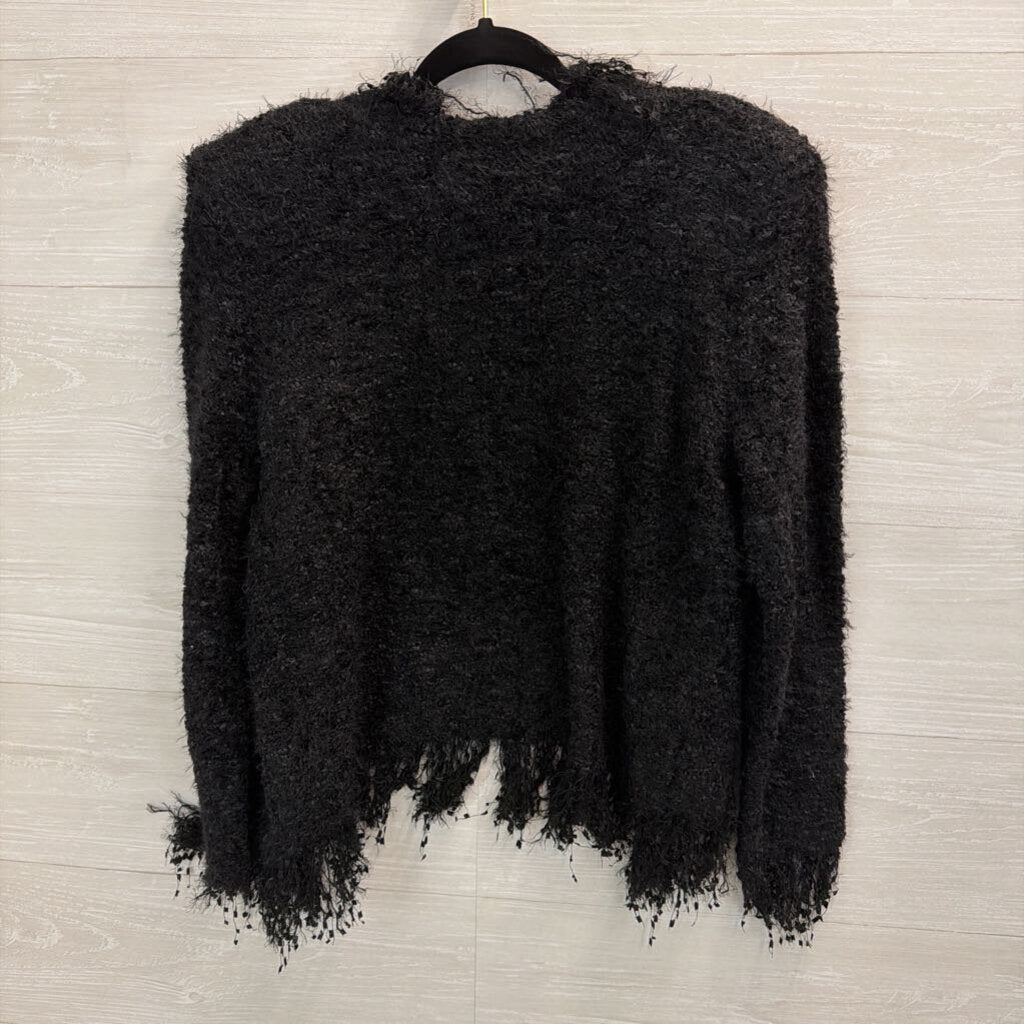 Vici Black Textured Knit Sweater Jacket Large