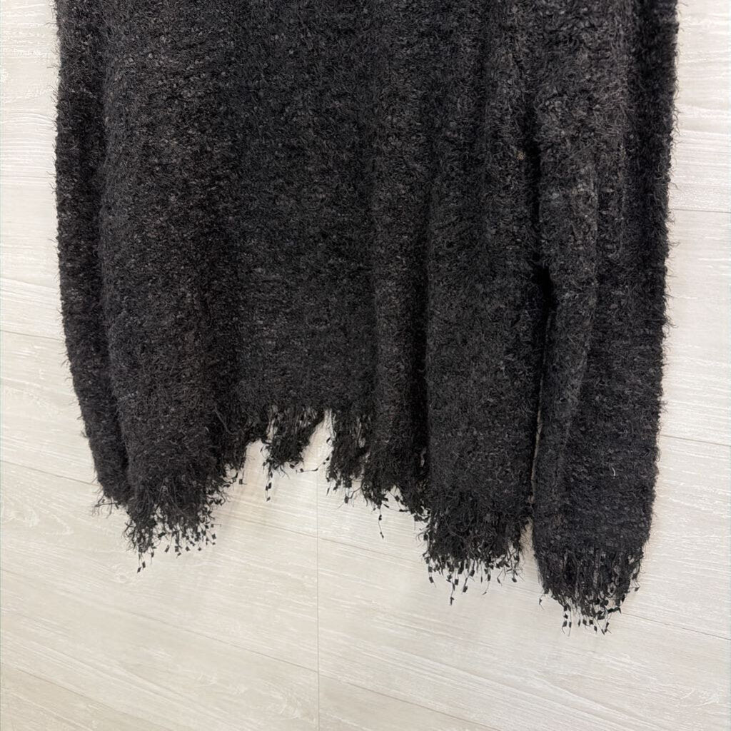 Vici Black Textured Knit Sweater Jacket Large