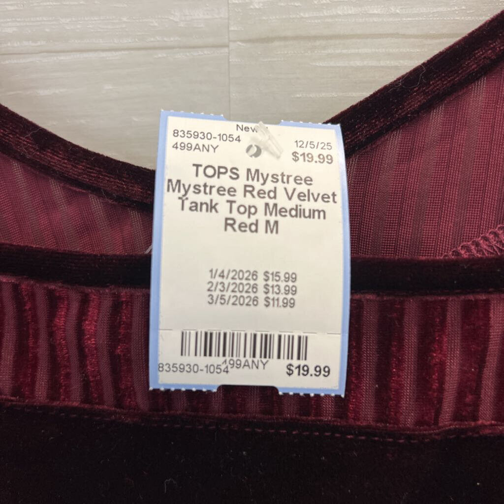 Mystree Red Velvet Tank Top Medium
