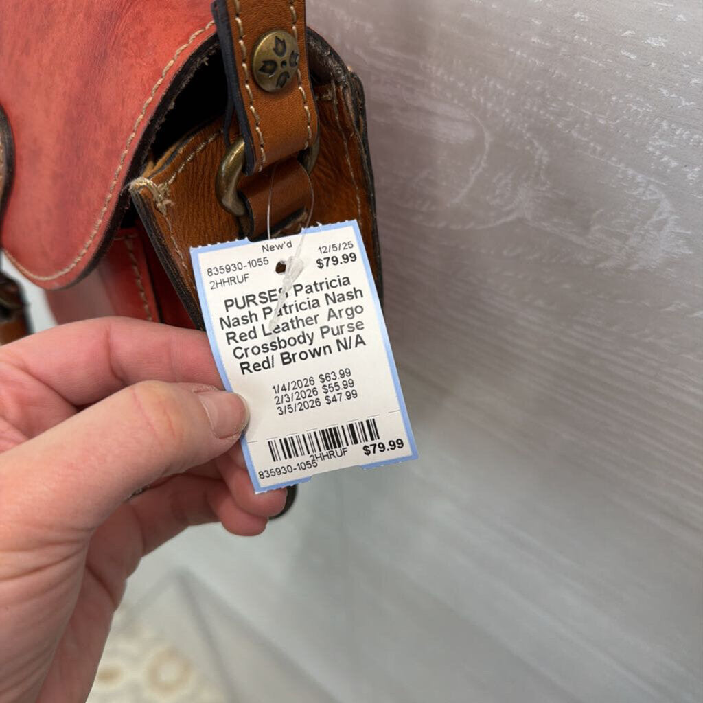 Patricia Nash Red Leather Argo Crossbody Purse