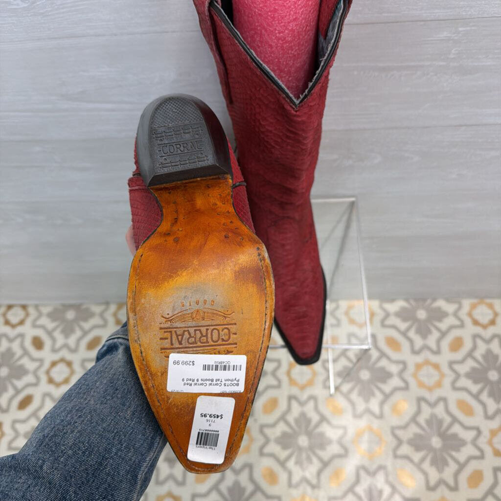 Corral Red Python Tall Boots 9