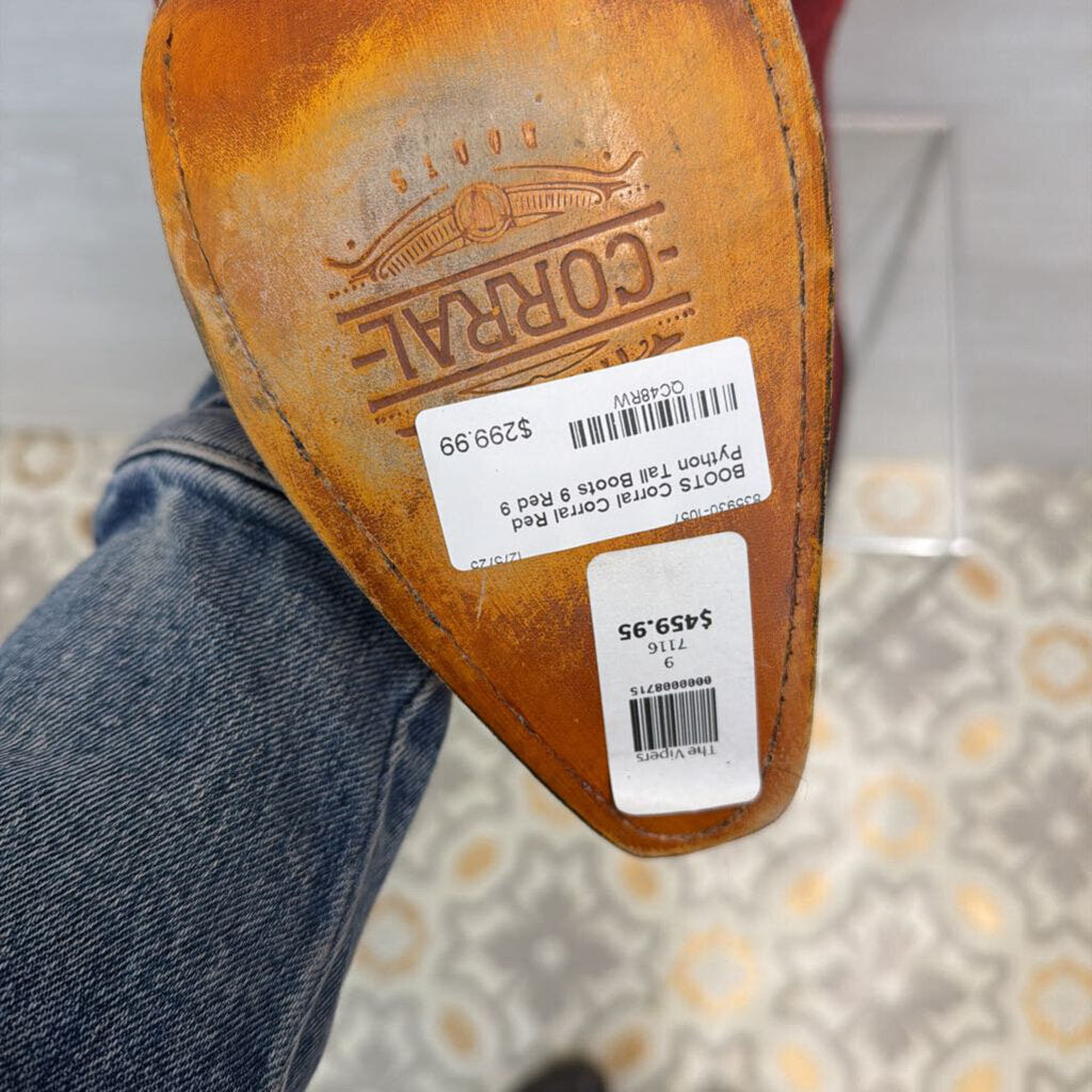 Corral Red Python Tall Boots 9