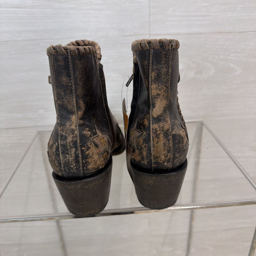 Old Gringo Yippee Ki Yay Glamis Leather Western Star Print Ankle Boots 8.5