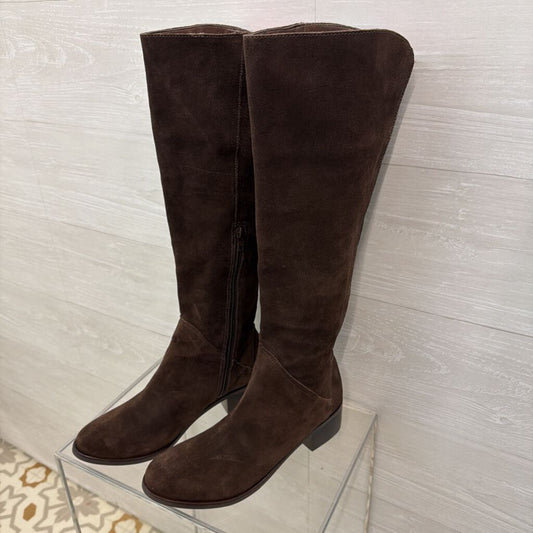 J Jill Brown Suede Stretch Back Tall Boots 9
