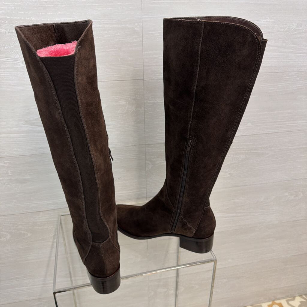 J Jill Brown Suede Stretch Back Tall Boots 9