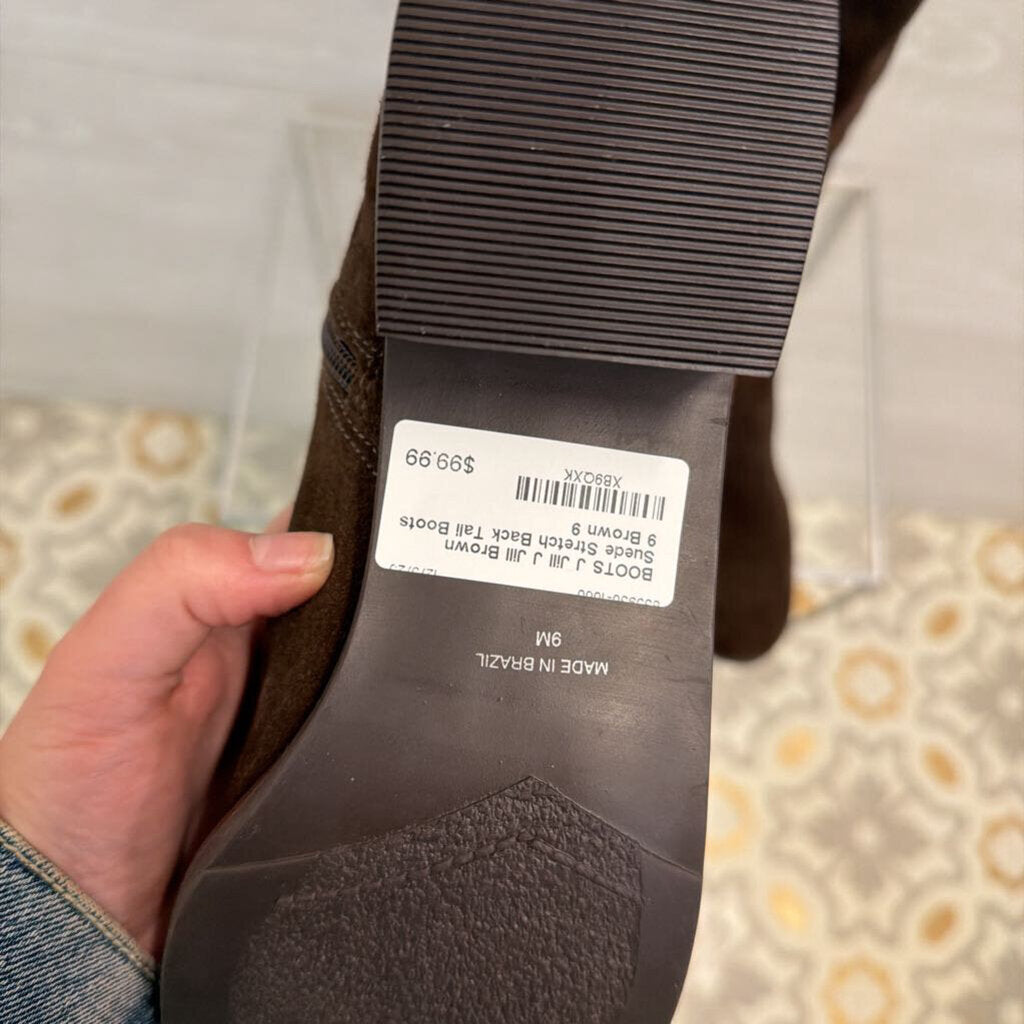 J Jill Brown Suede Stretch Back Tall Boots 9
