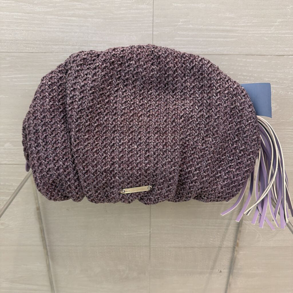 Rebecca Minkoff Purple Tassel Raffia Knit Clutch Purse