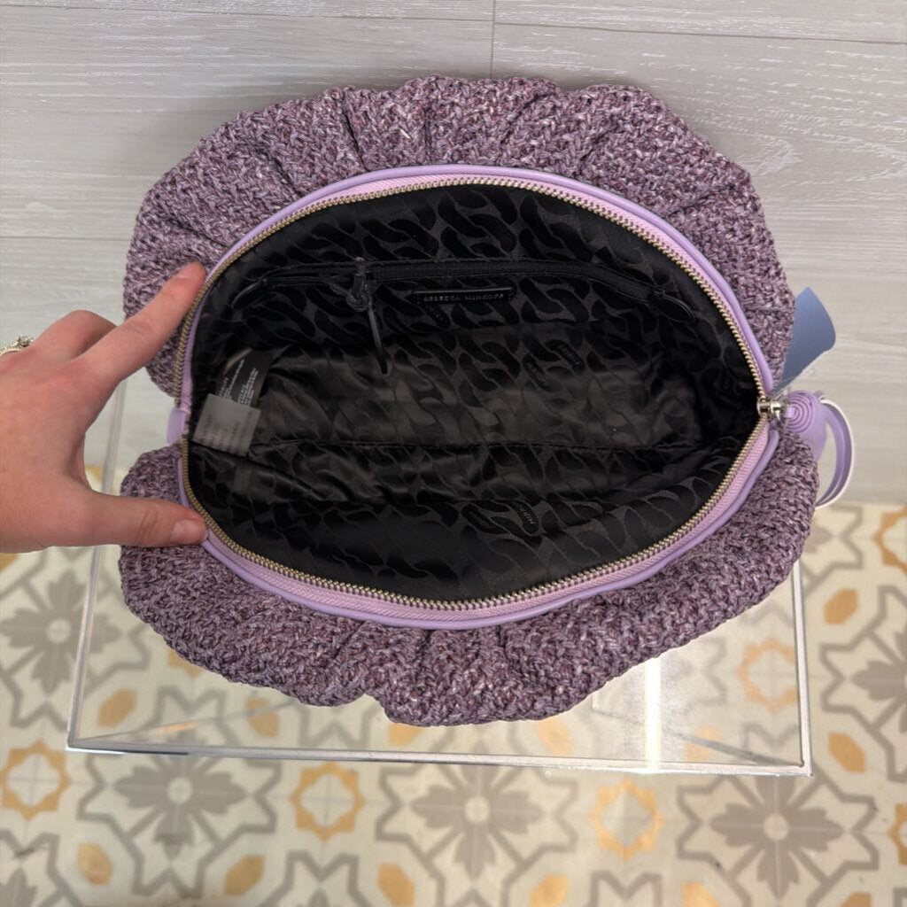 Rebecca Minkoff Purple Tassel Raffia Knit Clutch Purse