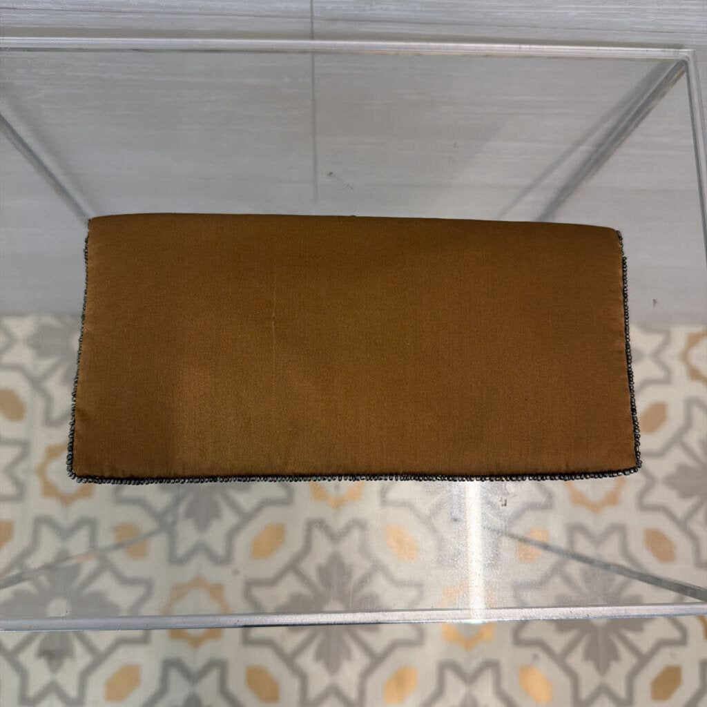 Brown/ Grey Silky Beaded Clutch Purse