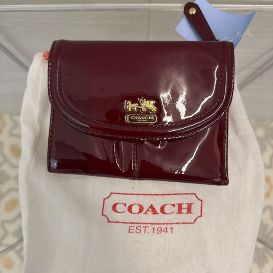 Coach Dark Red Patent Leather Madison Clutch Wallet