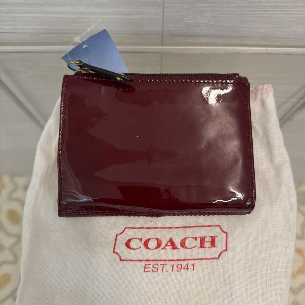 Coach Dark Red Patent Leather Madison Clutch Wallet