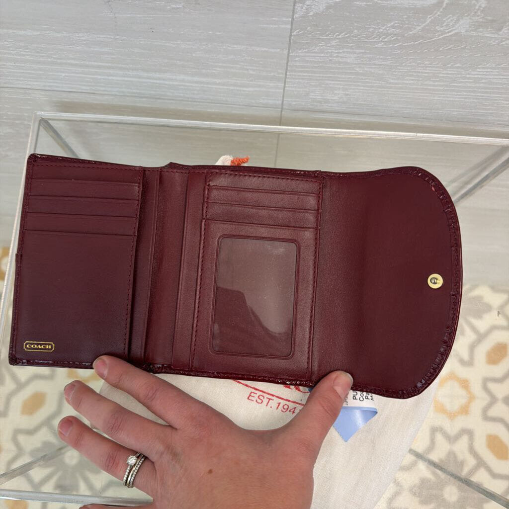 Coach Dark Red Patent Leather Madison Clutch Wallet