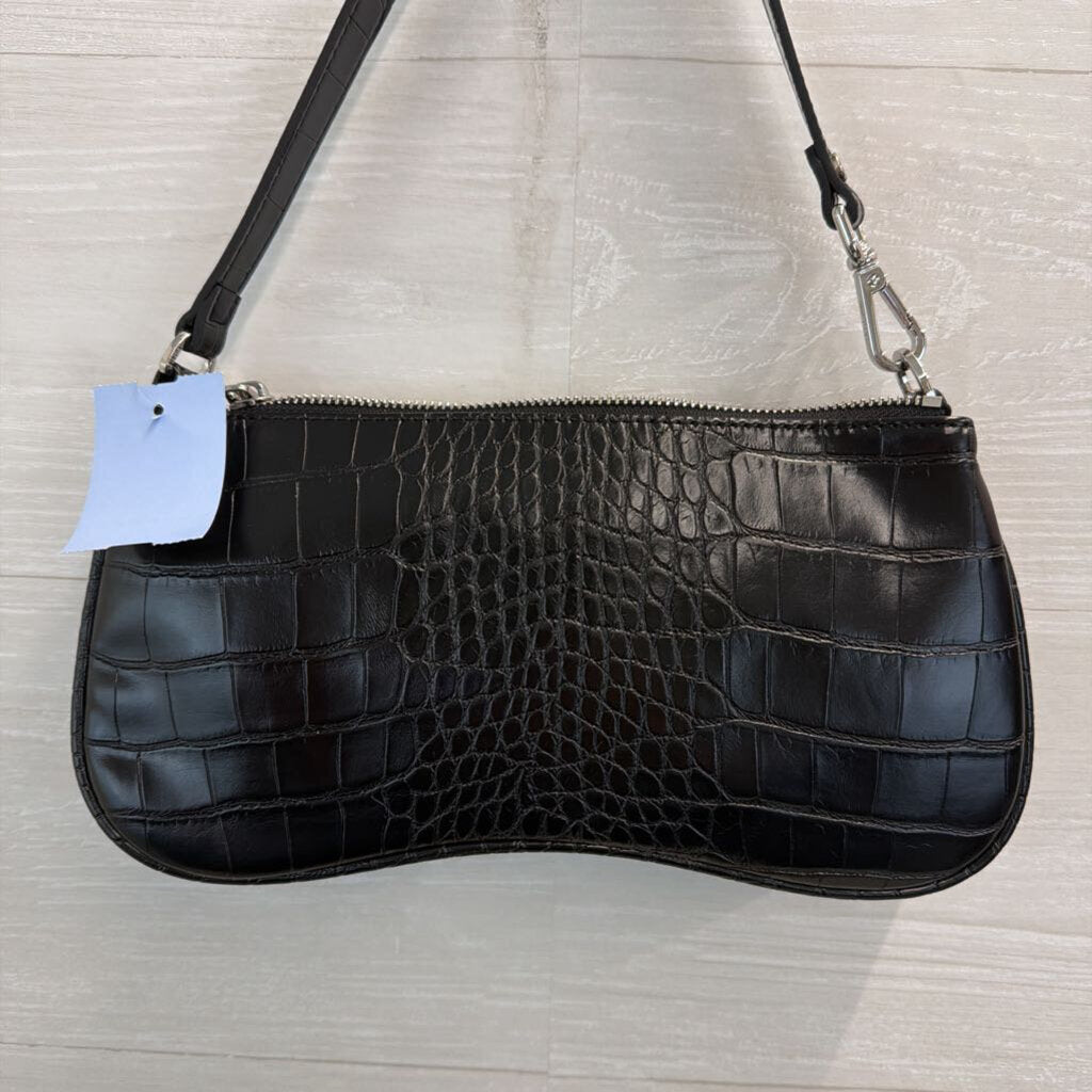 JW PEI Black Snakeskin Leather Eva Shoulder Purse
