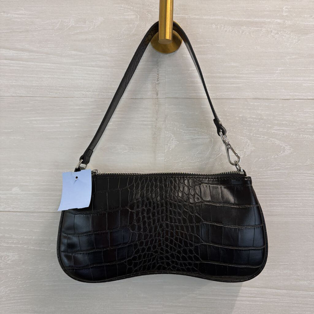 JW PEI Black Snakeskin Leather Eva Shoulder Purse