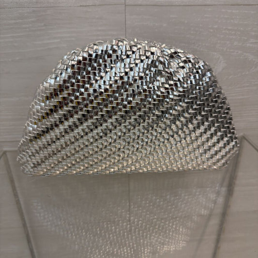 Moda Luxe Metallic Silver Woven Serena Purse