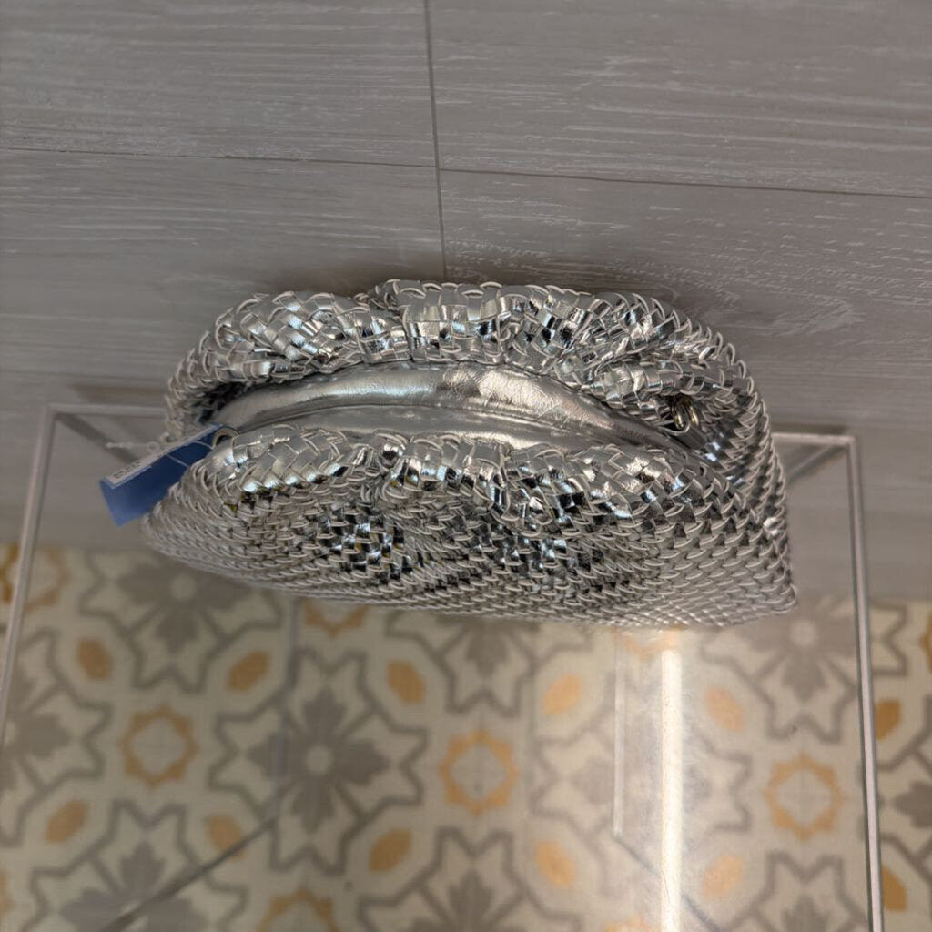 Moda Luxe Metallic Silver Woven Serena Purse