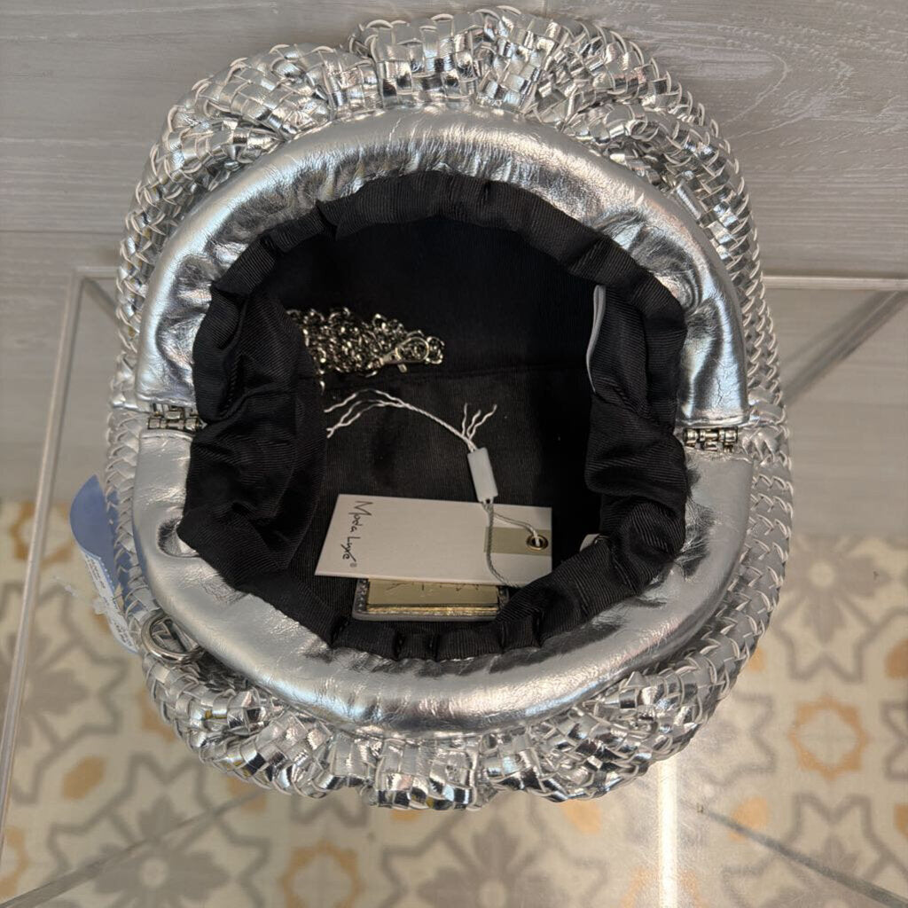 Moda Luxe Metallic Silver Woven Serena Purse