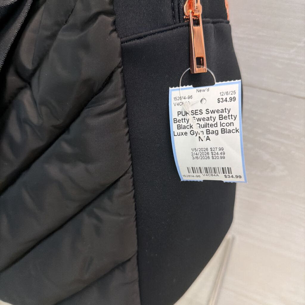 Sweaty Betty Black Quilted Icon Luxe Gym Bag