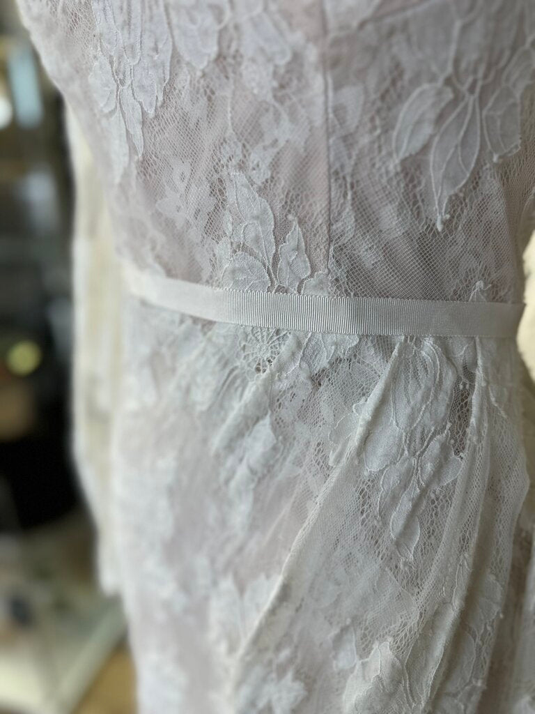 Melissa Sweet Ivory Lace Long Sleeve Bridal Gown 8