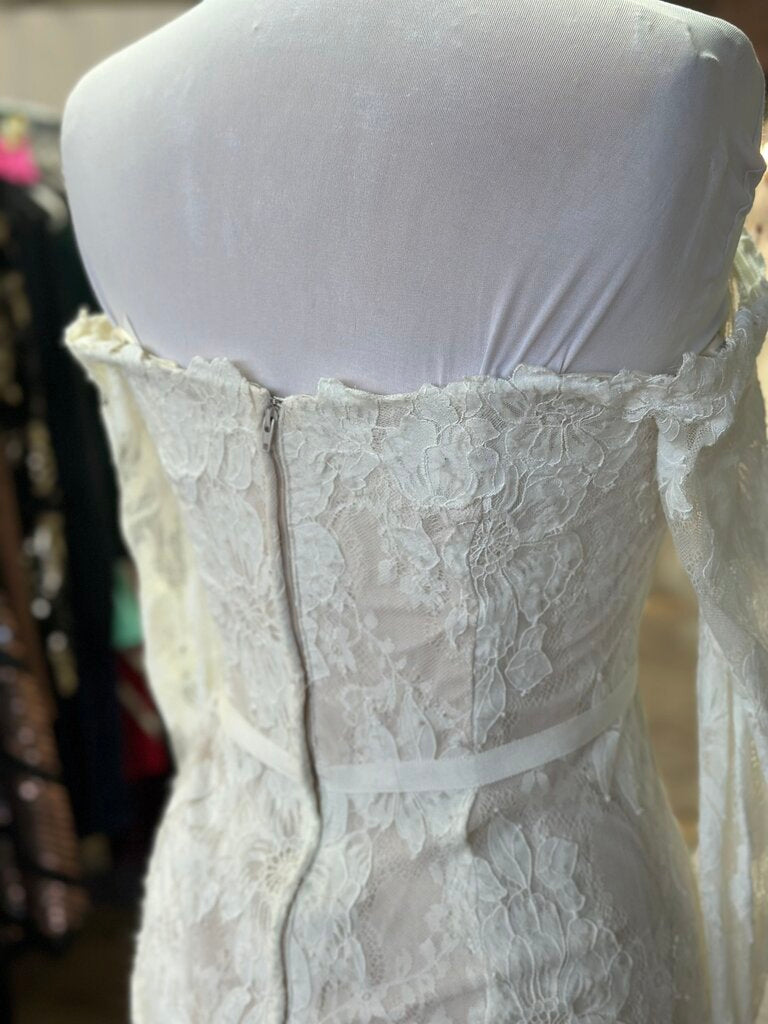 Melissa Sweet Ivory Lace Long Sleeve Bridal Gown 8